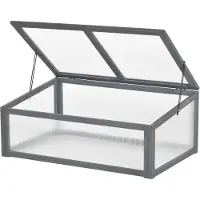 Outsunny kas - dennenhout - polycarbonaat - grijs