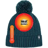 Heat Holder - Thermische muts voor dames met pompon - Groenblauw