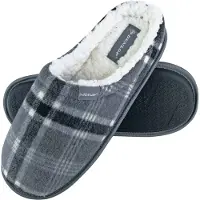 Dunlop - Heren Warm Pluche Fleece Gevoerde Instap Slippers met Geruit Patroon
