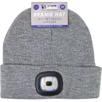 Sock Snob Led-muts voor dames | Dames gebreide oplaadbare muts | Wintermuts met hoofdlamp - Grijs
