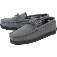 Dunlop - Heren Echt Suède Leren Fleece Gevoerde Mocassin Slippers (12, Grijs)