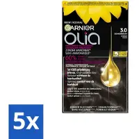 Garnier - Olia 3 - Haarkleuring - Donkerbruin - Zonder Ammoniak - Intense Langhoudende Kleur - 100% Grijsdekking - Bulkverpakking - 5 stuks