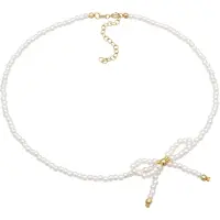 Elli - Halsketting - Dames choker lus trend met synth. parels in 925 zilver verguld - Dames