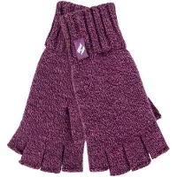 Heat Holder - Solide gebreide vingerloze dameshandschoenen - Paarse Draai