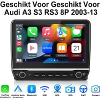 Junsun Android 15 Autoradio Geschikt Voor Audi A3 S3 RS3 (2003-2013)8P Accessoires, 2GB+64GB, Draadloze CarPlay, DAB+, GPS-Navigatie, Bluetooth, 10.1-inch Touchscreen, DSP, Quad-core processor