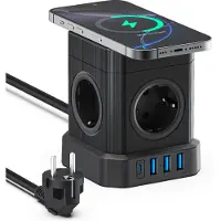 Voomy Power Cube S6-W - met draadloze oplader - Zwart