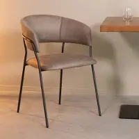 Label51 Eetkamerstoel Luuk - Taupe - Kunstleder - Zwart Metalen Frame