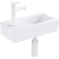 FortiFura Fuente fonteinset – rechthoekig – 36x18.5x9 cm – solid surface wit – mat witte kraan SW705498 / SW696206 / SW696216 / SW1210972
