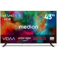 Medion 108 cm 43" Ultra HD TV Smart TV HDR10 VIDA Store Prime Video Disney+ DAZN HbbTV PVR Bluetooth HD+, MD843201