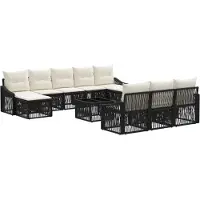 vidaXL Tuinbank Set 11 st Zwart poly rattan