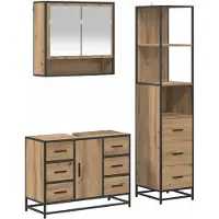 vidaXL Badkamermeubel Set 3 st Artisan Eiken 35 x 37,5 x 166 cm