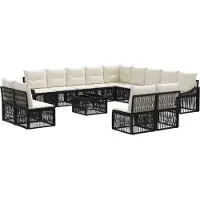 vidaXL Tuinbank Set 14 st Zwart poly rattan