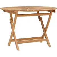 vidaXL Vouwtuin Tafel Naturel Ø 110 x 75 cm Massief Teakhout