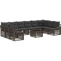vidaXL Tuinbank Set 11 st Grijs poly rattan