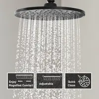 CECIPA MAX Regendouchekop - Ø 23 cm - Regendouche - Hoofddouche - Hoge druk - Waterbesparende Douchekop - Roestvrij Staal - Wellness - Spa - RVS - Zwart