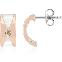 Cavill - Luxe Oorbellen met 0,1 ct Argyle Rose Diamanten - 925 Sterling Zilver - Roségoud Accenten - Ronde Briljant Bezel Zetting - Dames Sieraden