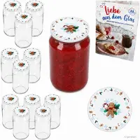 MamboCat 12-delige set ronde glazen 720 ml tot 82 Candyman deksels incl. Diamant Gelierzauber receptenboekje