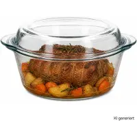 MamboCat BORCAM Braad- & Bakvorm met Deksel 2,1L rond van Glas - 59003 / 20114