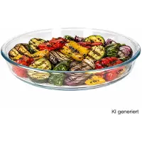 MamboCat BORCAM Braad- & Bakvorm Ø 32 cm rond plat met grilllijnen van glas - 59544 / 49345