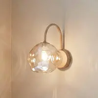 TK Lighting Wandlamp Lava, dimbaar, crème / amber, Woon-/ Eetkamer, Glas, wandlamp