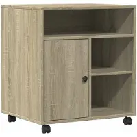 vidaXL Printerkastje met wielen 60x50x67 cm sonoma eikenkleurig