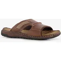 Van Beers leren heren slippers cognac bruin maat 47