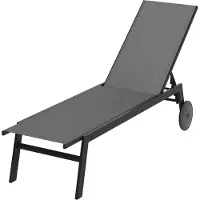 KOMFOTTEU tuinligstoelen met wielen, ligstoel met 6-voudig verstelbare rugleuning, outdoorligstoel van stof met metalen frame, belasting 150 kg