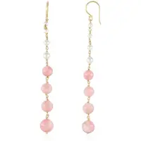 Cavill - Melo Essence Lange Zilveren Oorbellen - Verguld 925 Sterling Zilver - Roze Opaal 23,9 ct & Zoetwaterparels - Elegante Dames Oorbellen