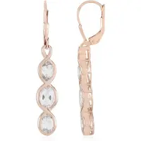 Cavill - Oorbellen middenlang 925 Sterling Zilver Rosé verguld - 3,96 CT ovale witte kwartskristallen - elegant tijdloos design