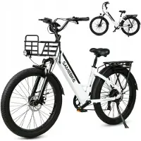 Samebike RSA01 Plus Elektrische Fiets – 250W Motor, 48V 14Ah Accu, 100km Bereik, 26"x3.0" Vetbanden, 7-Speed Shimano – Wit