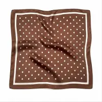 HS 70x70 Satijnen Look Sjaal Stippenprint - Meerdere Kleuren - Bruin Witte Stippen