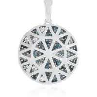 Cavill - Hanger 925 Sterling Zilver - Hemelblauwe & Londense Blauwe Topaas 1.26 ct totaal - Rond Geslepen Edelsteen - Geometrisch Braziliaans Design