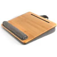 Decopatent - Laptop Schoot Standaard Bamboe Hout met Telefoon / Ipad houder - Laptopstandaard - Laptop verhoger - Laptoptafel Schoot - Schoottafel - Knietafel- Afm: 42 x 34 x 8 Cm