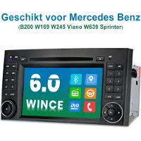 Junsun Wince 6.0 Autoradio met CD DVD Speler Geschikt voor Mercedes-Benz A/B Klasse/Vito W169 W639 W245, GPS-Navigatiesystem, Bluetooth, RDS, DSP, SWC, 7-inch Touchscreen, Plug & Play met scherm
