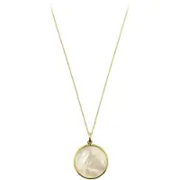 Cavill - Zilveren Halsketting met Parelmoeren Hanger 16 mm - 925 Sterling Zilver - Gouden Verguld - Elegante Damesketting - Mode Accessoire