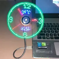 VHV - USB klokventilator - bureauventilator met klok en temperatuurdisplay - USB aansluiting - klok en temperatuurdisplay - flexibele hals - voor kantoor, reizen, thuis en warme zomerdagen
