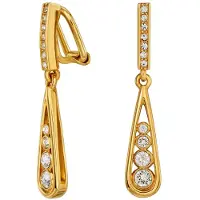 Traveller Clip Oorbellen - Oorclips Dames - Hangers - Verguld - Kristallen - Druppelvormig - 35x7mm - 157885