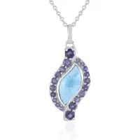 Cavill - Larimar & Ioliet Halsketting - 925 Sterling Zilver Gerhodineerd - 3,55 ct Edelstenen - Elegante & Verfijnde Sieraden voor Dames