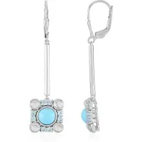 Cavill - Oorbellen 925 Sterling Zilver - Sleeping Beauty Turkoois 1,71 ct & Topaas 3,37 ct - Rond Cabochon - Elegante Luxe Dames Sieraden