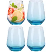 Alpina Tumbler Smoke waterglazen / drinkglazen - 4x stuks - 450 ml - Luxe glazen - lichtblauw - semi transparant - voor frisdrank en water