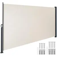 TecTake Uitschuifbaar Windscherm met Oprolmechanisme - 300 x 160 cm - Zijluifel met Aluminium Frame- Zonnescherm - Tuinscherm - Beige Balkonscherm - Ondoorzichtbaar Privacyscherm - Markiesdoek