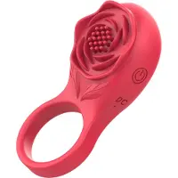 Rogue - Vibrerende Cockring met Clitoris Stimulator in Vorm van Roos - Rood