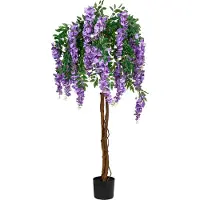 Beliani WISTERIA TREE - Kunstplant - Groen/Paars - Synthetisch materiaal