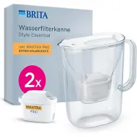 Brita Waterfilterkan Style Essential Cool - 2,4L - Wit - incl. 2x MAXTRA PRO Kalk Expert Waterfilterpatronen - past in de koelkast, met Smart LED Light & klapdeksel