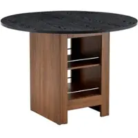 MODFU Ronde Eettafel - Met Open Opbergvakken - Scandinavisch - Voor Eetkamer Of Keuken - MDF - Walnootkleur En Zwart - 100 x 76 cm