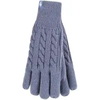 Heat Holder Dames Kabelbrei 2.3 Tog Fleece Gevoerde Thermische Winterhandschoenen
