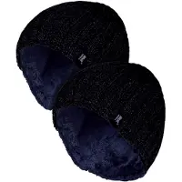 Heat Holder Heren Chunky Zachte Winter Geribde Muts - 2 Pack