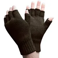 Heat Holder Heren Warm 3.2 TOG Fleece Gevoerde Winter Thermo Vingerloze Handschoenen in Khaki & Marineblauw