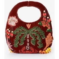 Sissy-Boy Donkerrode Velvet Tas Met Kraaltjes