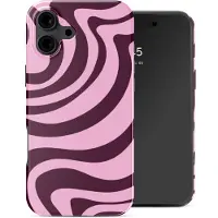 Selencia Vivid Backcover voor de Apple iPhone 16 - Wavy Swirl Pink Plum